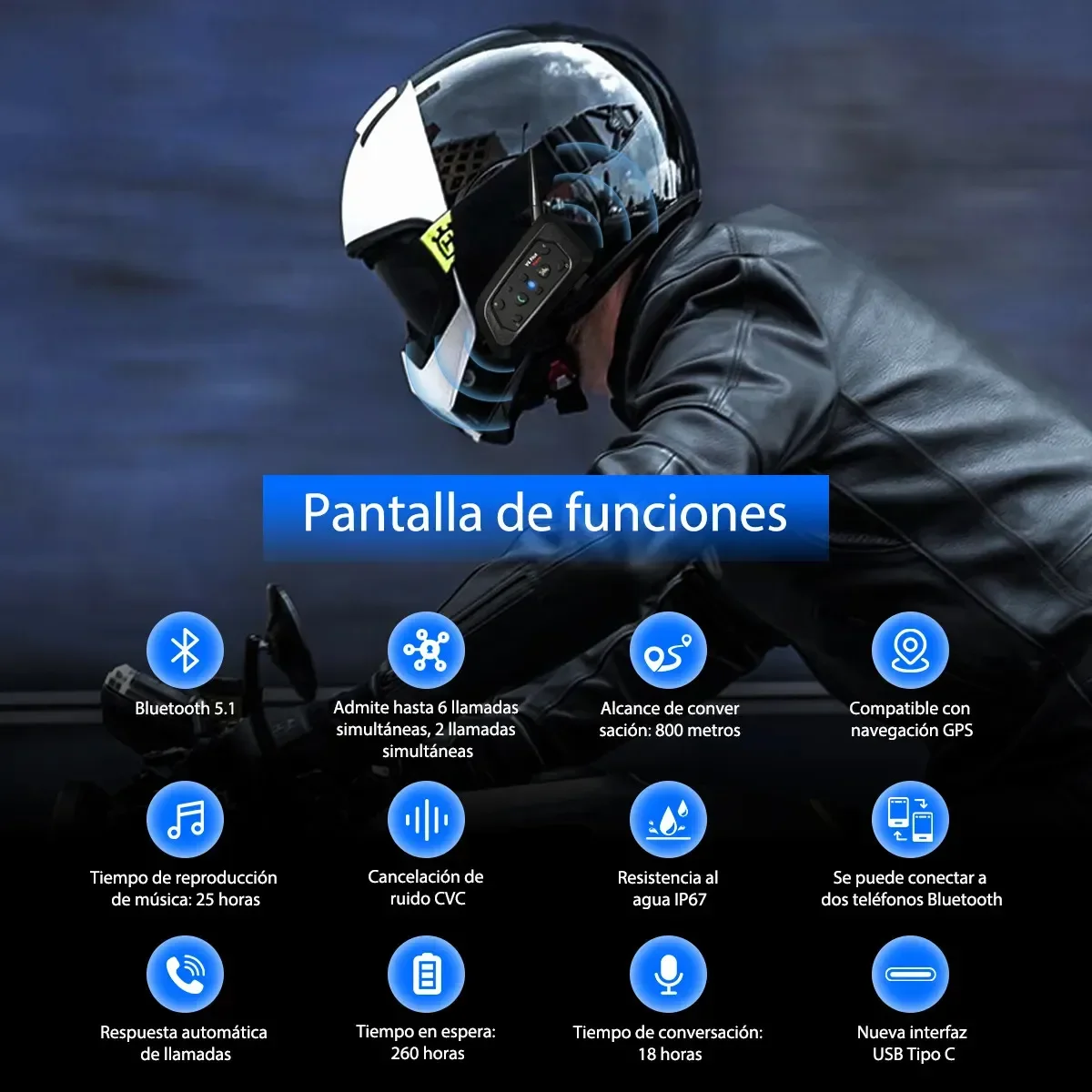 INTERCOMUNICADOR ZRIDER V6-PRO BLUETOOTH MANOS LIBRES 3